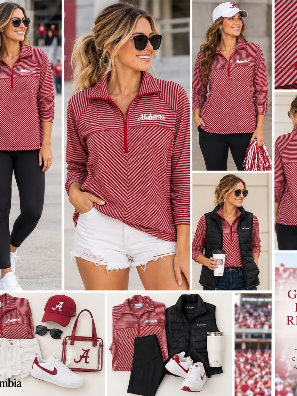 Game Day Ready Columbia Dark Red and White Chevron Quarter-Zip Pullover size Med